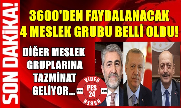 3600’DEN FAYDALANACAK 4 MESLEK GRUBU BELLİ OLDU! DİĞER MESLEK GRUPLARINA TAZMİNAT…
