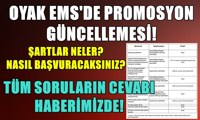OYAK EMS’DE PROMOSYON GÜNCELLEMESİ! 6 BİN LİRAYA KADAR…