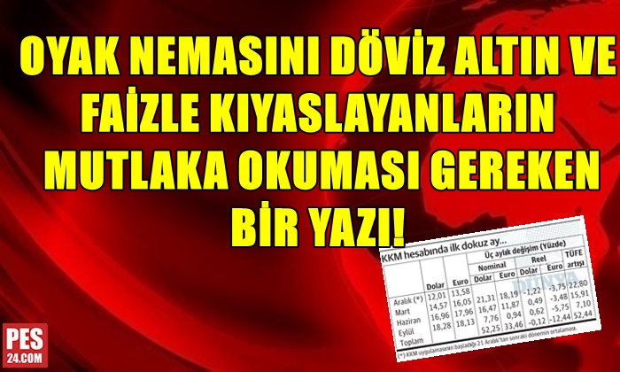 OYAK NEMASINI DÖVİZ ALTIN VE FAİZLE KIYASLAYANLARIN MUTLAKA OKUMASI GEREKEN BİR YAZI!