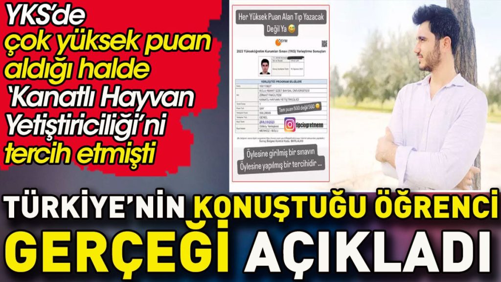 YKS’de çok yüksek puanla ‘Kanatlı Hayvan Yetiştiriciliği’ni tercih eden öğrenci ortaya çıktı