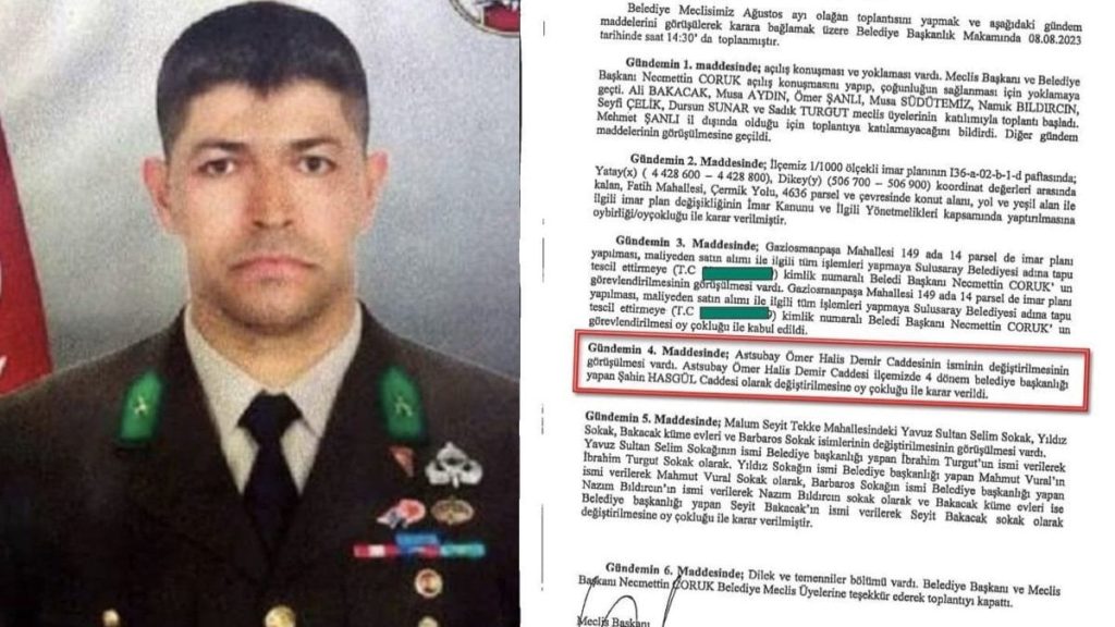 Belediye 15 Temmuz Kahramanı Şehit Astsubayımız Ömer Halis Demir’in adını kaldırdı