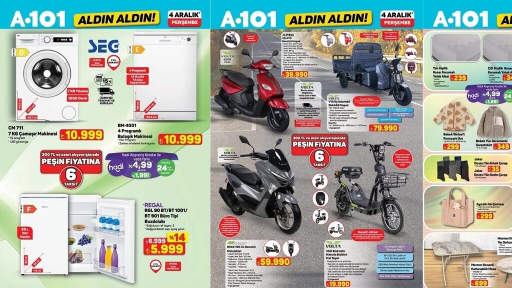 A101 ALDIN ALDIN 4 ARALIK 2025 KATALOĞU YAYINDA! A101’DE BU HAFTA NELER VAR?