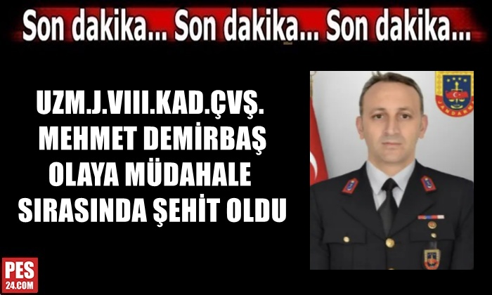 UZM.J.VIII.KAD.ÇVŞ. MEHMET DEMİRBAŞ OLAYA MÜDAHALE SIRASINDA ŞEHİT OLDU