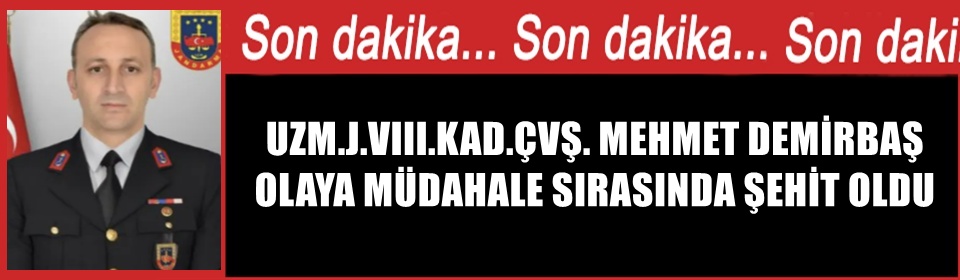 UZM.J.VIII.KAD.ÇVŞ. MEHMET DEMİRBAŞ OLAYA MÜDAHALE SIRASINDA ŞEHİT OLDU